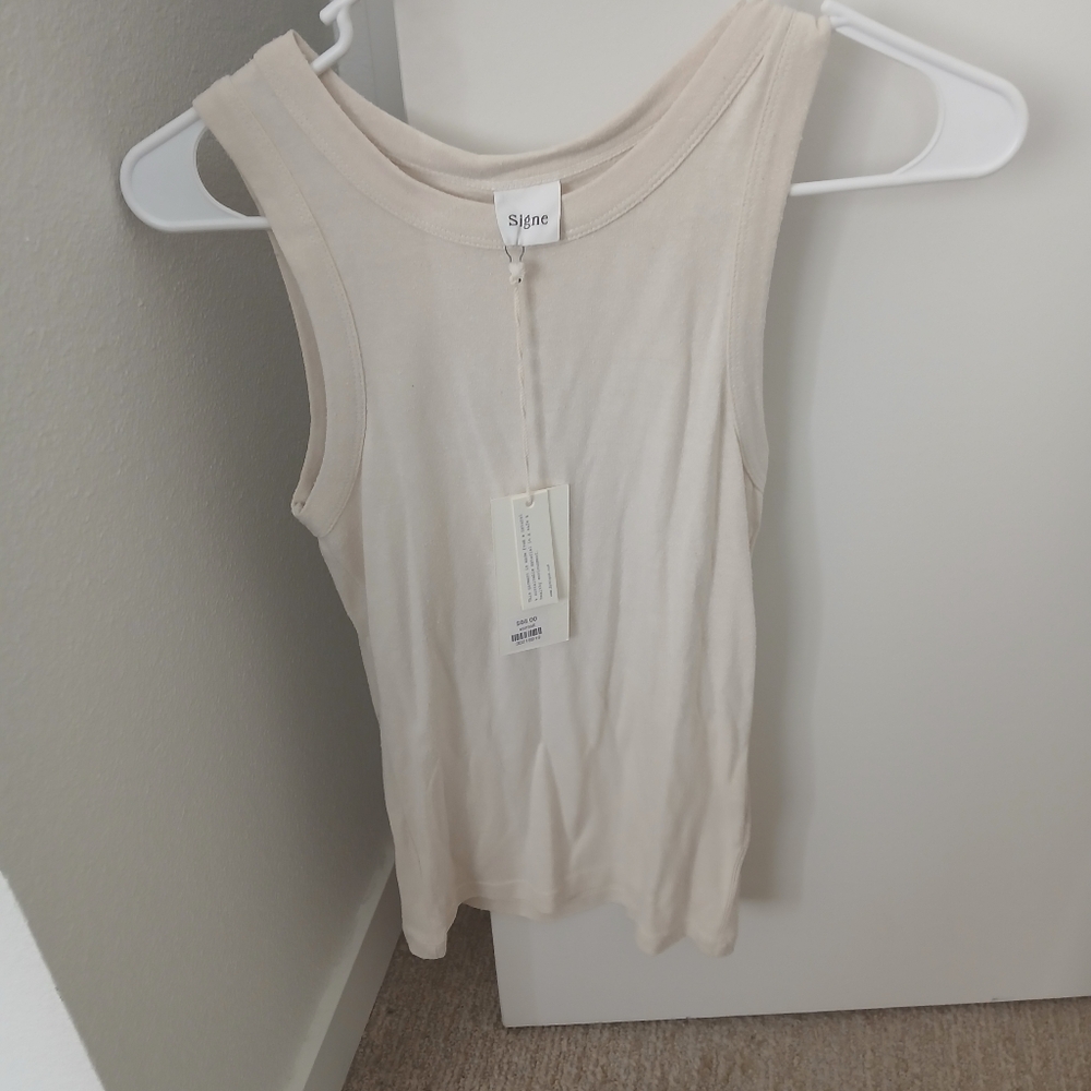 Signe Cream Silk Tank Top Xsmall - Picture 3 of 6